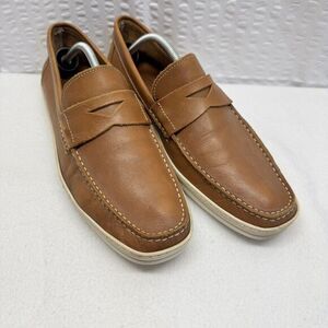 Sandro Moscoloni Penny Loafer Me 11 Tan Leather Slip On Preppy Coastal Old Money